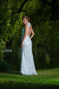 A stunning lady - modelling a white backless dress for a high street dress shop. Fabulous dresses, fun shoot. Devon Photographer - Robb webb